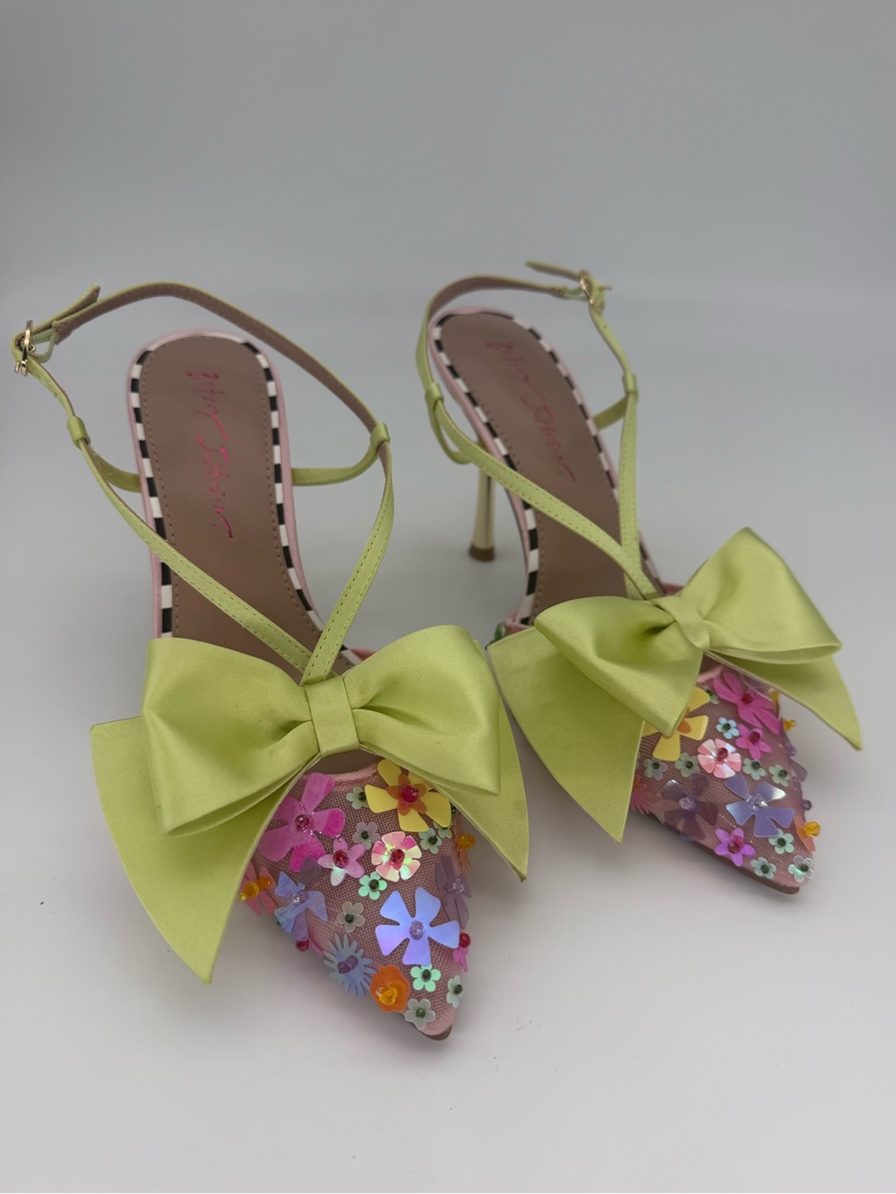 Betsey Johnson Melisa Floral Bow Slingback Heels - Pink Multi (Size 9.5M)